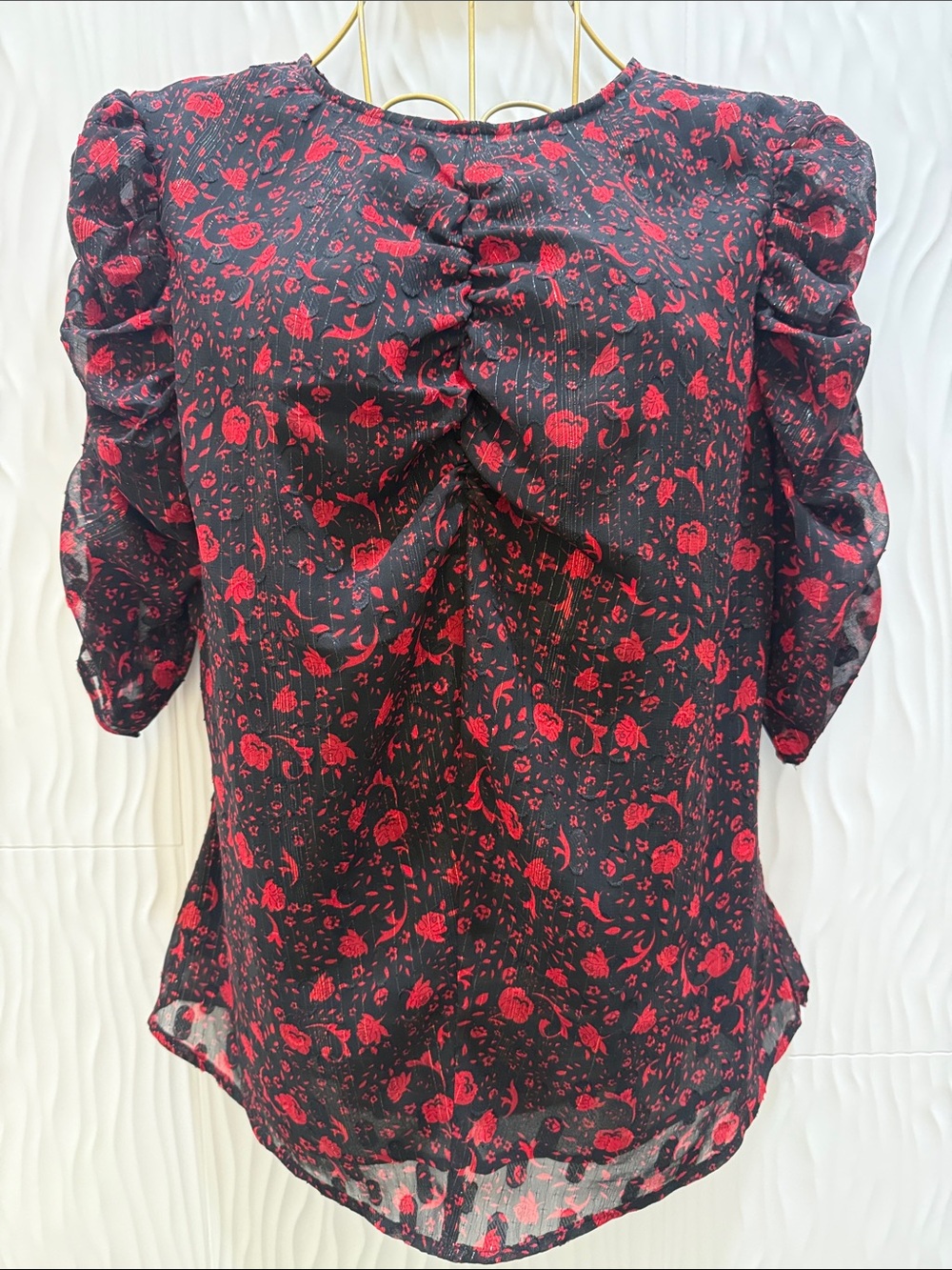 Express Blouse with Floral Puff Sleeves